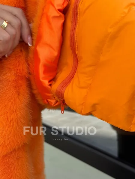 Зимняя куртка-жилет из меха норки цвет Orange - фото 1