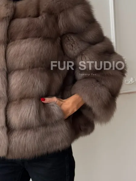 Шуба из меха куницы Truffle с воротником шанель - фото 1