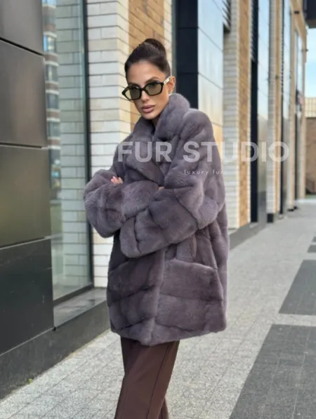 Шуба норковая - жакет лаванда - фото 13