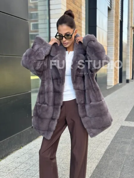 Шуба норковая - жакет лаванда - фото 8