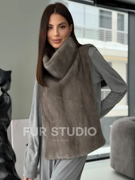 Манишка норковая серая - фото 10