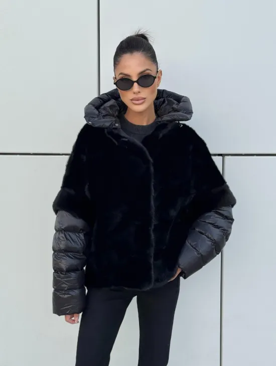 Курточка-жилет трансформер из меха норки с капюшоном - фото 12