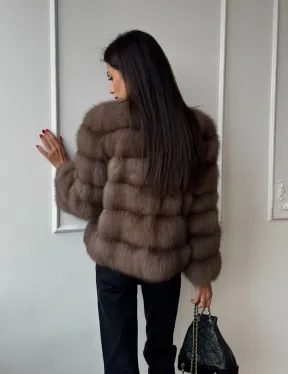 Шуба из меха куницы Truffle с воротником шанель - фото 10