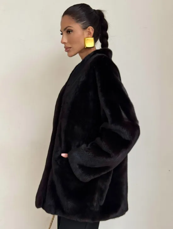 Стильный женский норковый жакет (шуба) Brown Velvet - фото 3