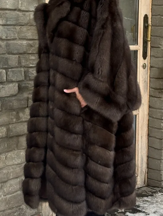 Роскошное манто из меха баргузинского соболя -  летучая мышь - фото 2