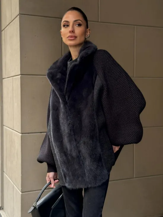 Шерстяная женская куртка с отделкой из меха норки - фото 6