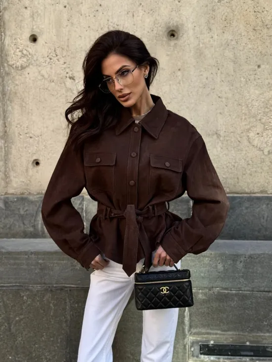 Женская куртка - рубашка из замши - фото 11