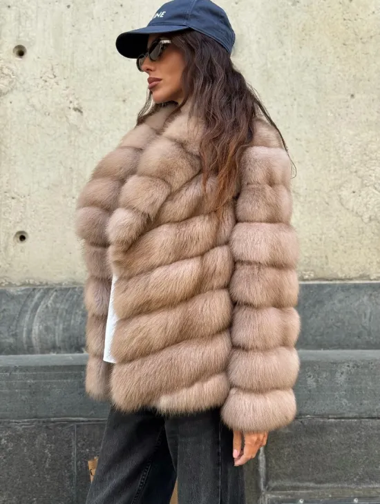 Шуба из куницы в цвете тор-тор - фото 3