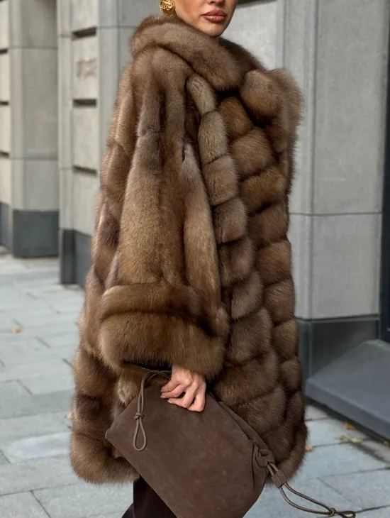 Шуба из куницы оверсайз - фото 6