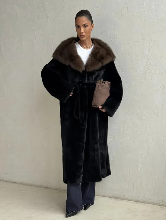 Норка кимоно BLACKGLAMA С капюшоном - фото 6