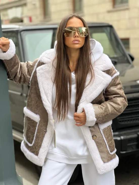 Двухсторонняя дубленка - шубка из шерсти мериноса - фото 0