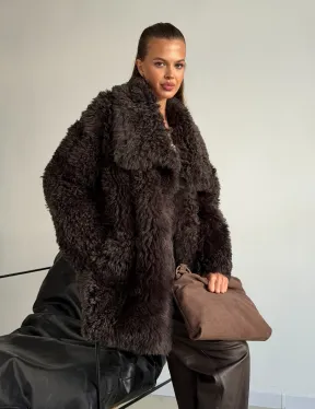 Дублёнка коричневая из овчины - тиградо - фото 8