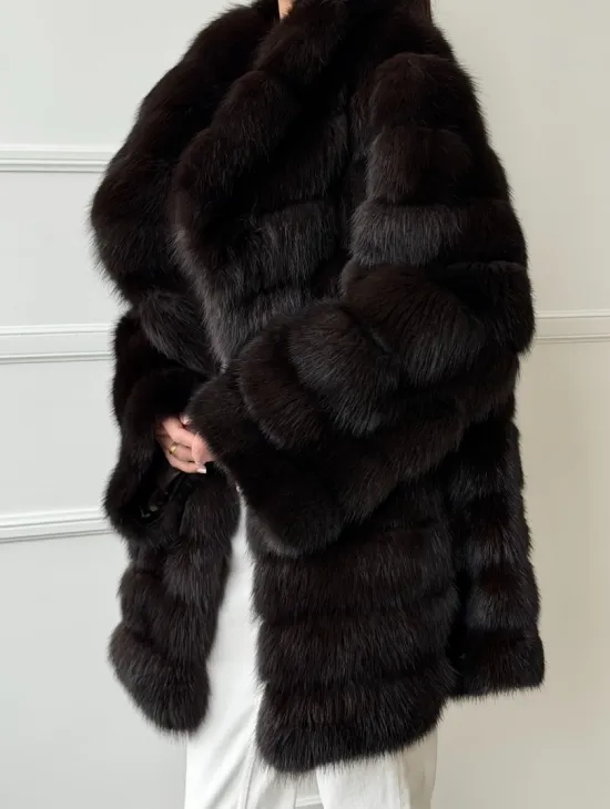 Шуба из куницы английский воротник - фото 3