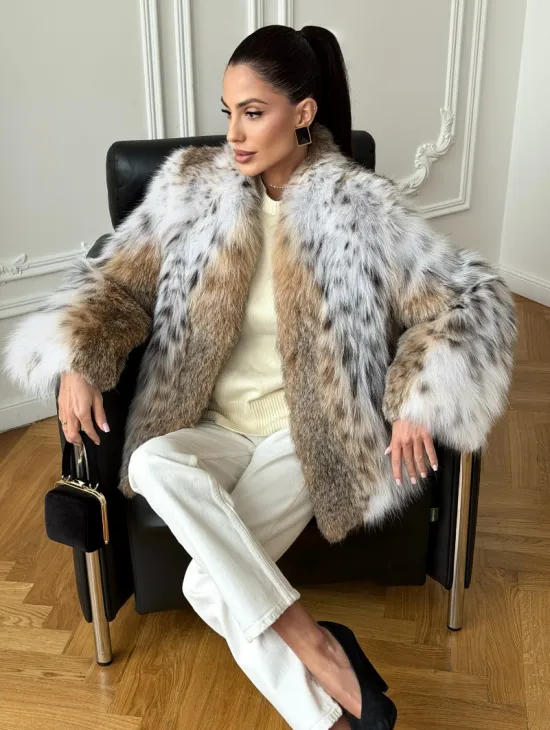 Шуба из натурального меха рыси - фото 11