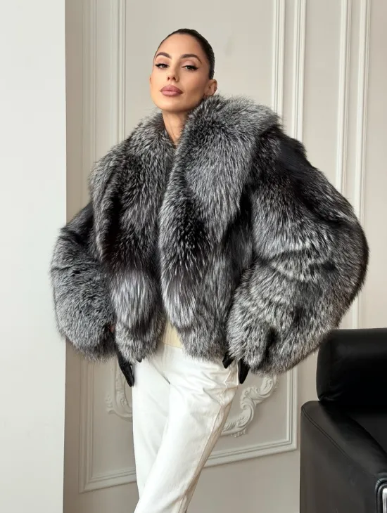 Кроп-шуба из чернобурой лисы - фото 8