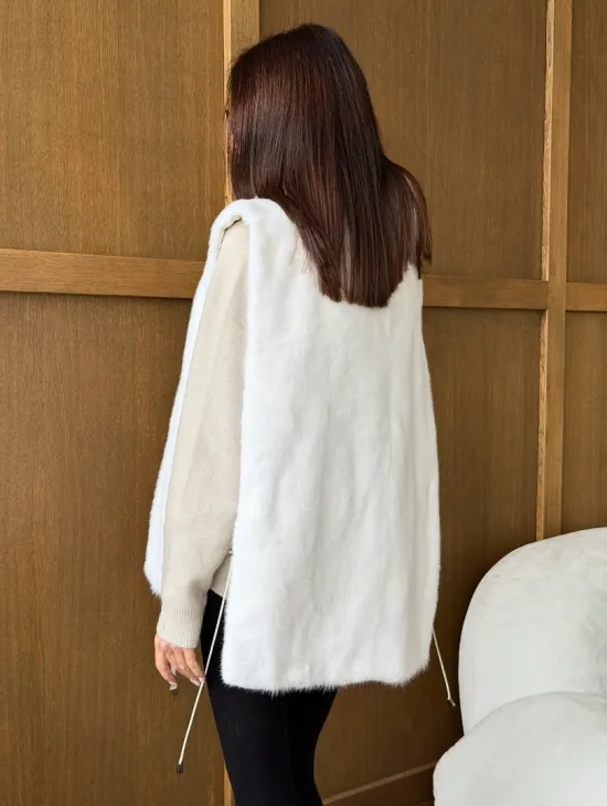 Белая норковая манишка - фото 4