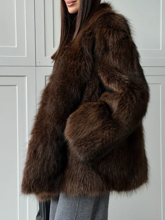 Жакет - полушубок из меха финского енота Saga - фото 1