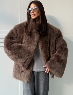 Дубленка из тосканы цвет taupe - фото 6