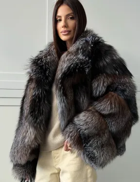 Шуба из меха блюфрост - воротник английский - фото 5