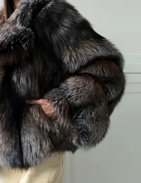 Шуба из меха блюфрост - воротник английский - фото 2