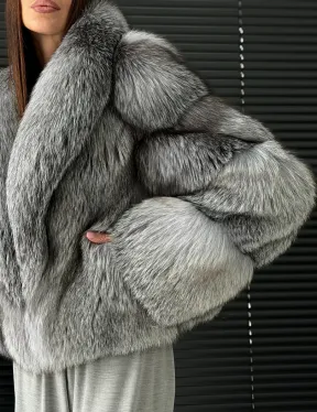 Полушубок - кроп из меха блюфрост - фото 3