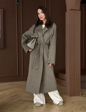 Пальто с воротником из соболя - фото 12