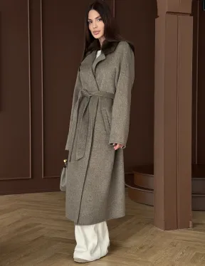 Пальто с воротником из соболя - фото 6